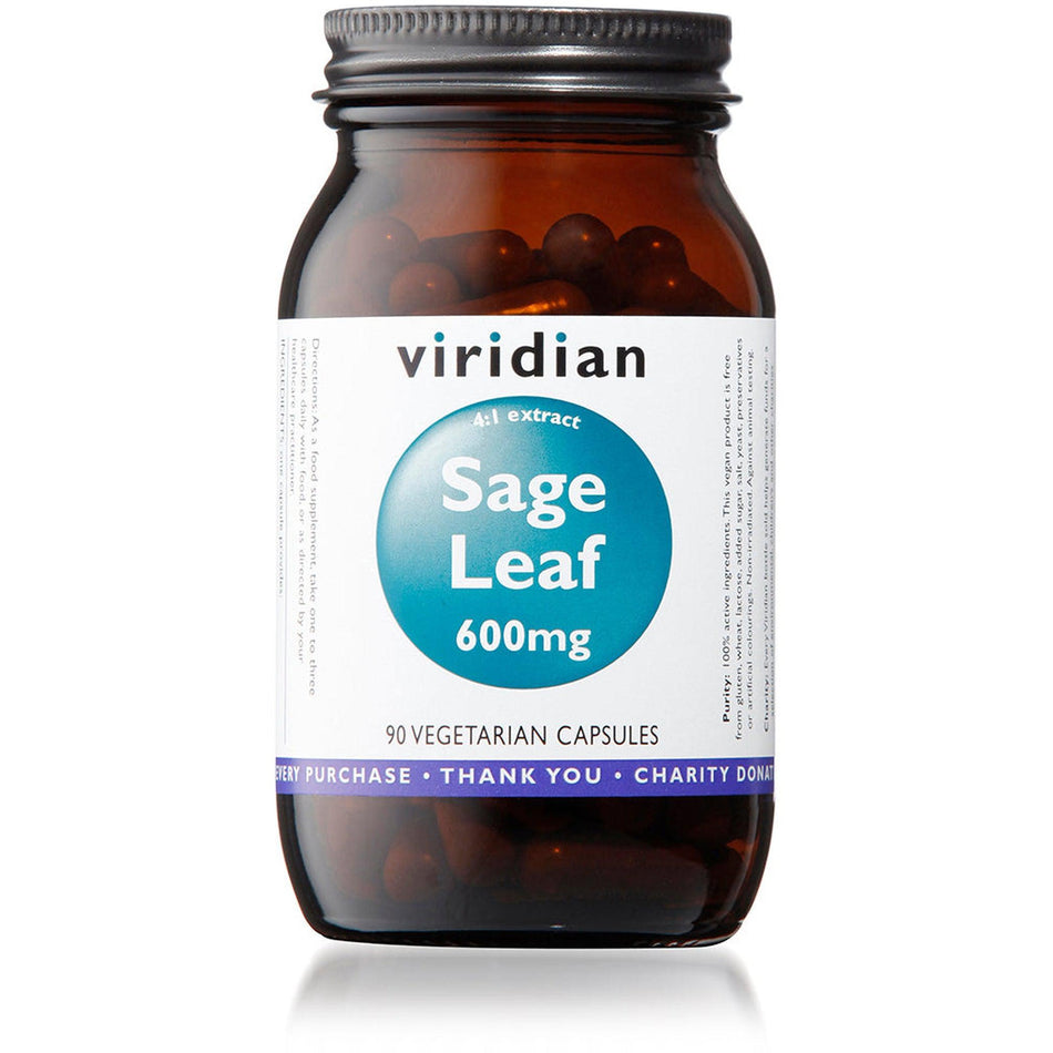 Viridian Sage Leaf Extract 600mg 90 Veg Caps- Lillys Pharmacy and Health Store