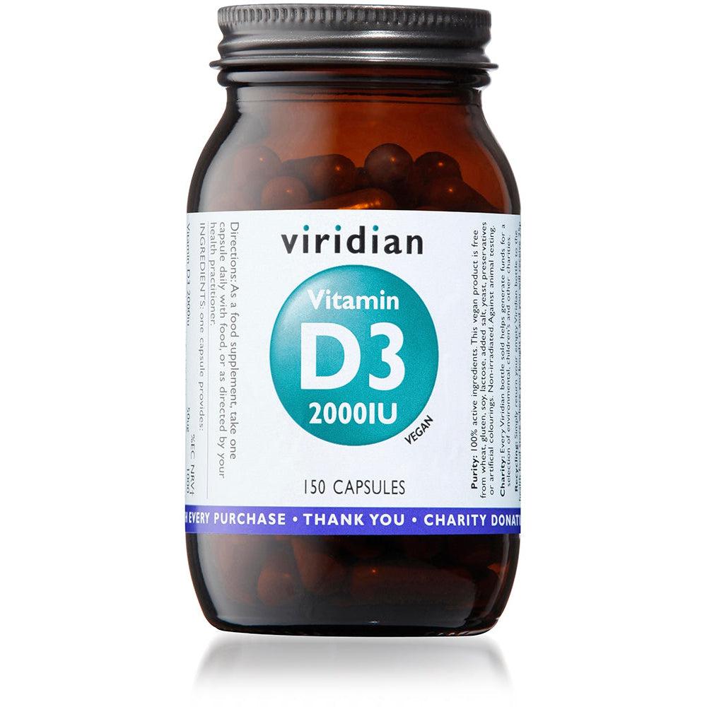Viridian Vitamin D3 2000iu 150 Veg Caps- Lillys Pharmacy and Health Store