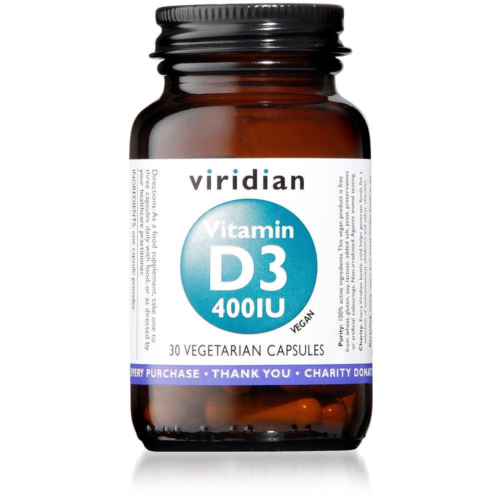 Viridian Vitamin D3 400iu 30 Veg Caps- Lillys Pharmacy and Health Store