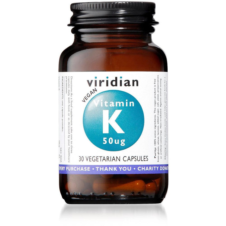 Viridian Vitamin K1 50ug 30 Veg Caps- Lillys Pharmacy and Health Store