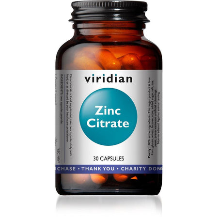 Viridian Zinc Citrate 30 Veg Caps- Lillys Pharmacy and Health Store