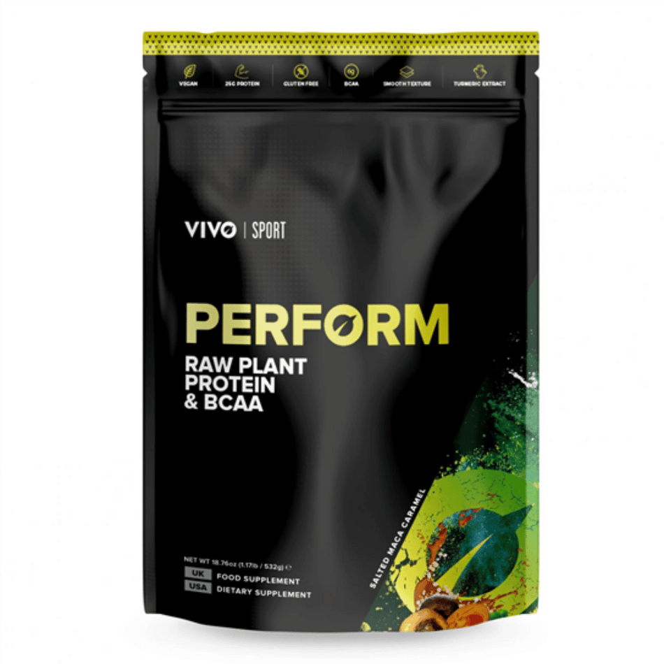 Vivo Life Perform Raw Plant Protein & BCAA Salted Maca Caramel 532g- Lillys Pharmacy and Health Store