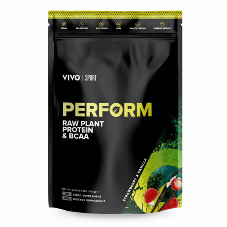 Vivo Life Perform Raw Plant Protein & BCAA Strawberry & Vanilla 532g- Lillys Pharmacy and Health Store