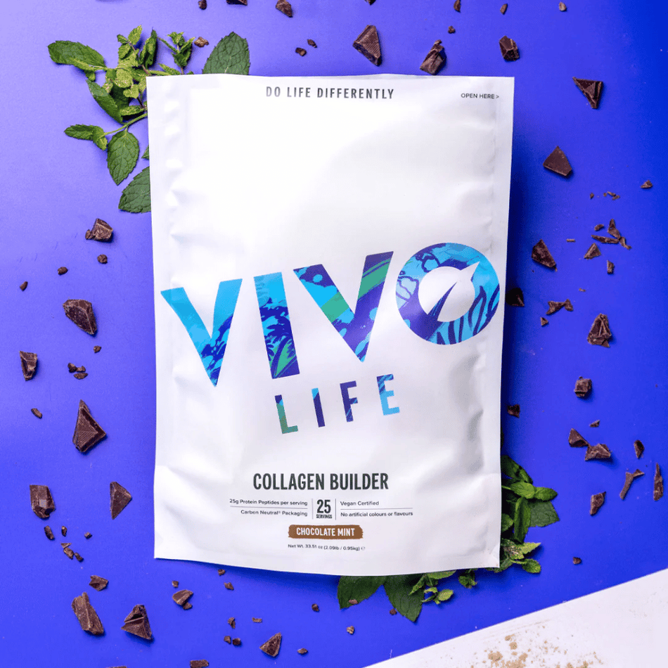 Vivo Life Plant Protein Collagen Builder Chocolate Mint 950g- Lillys Pharmacy and Health Store