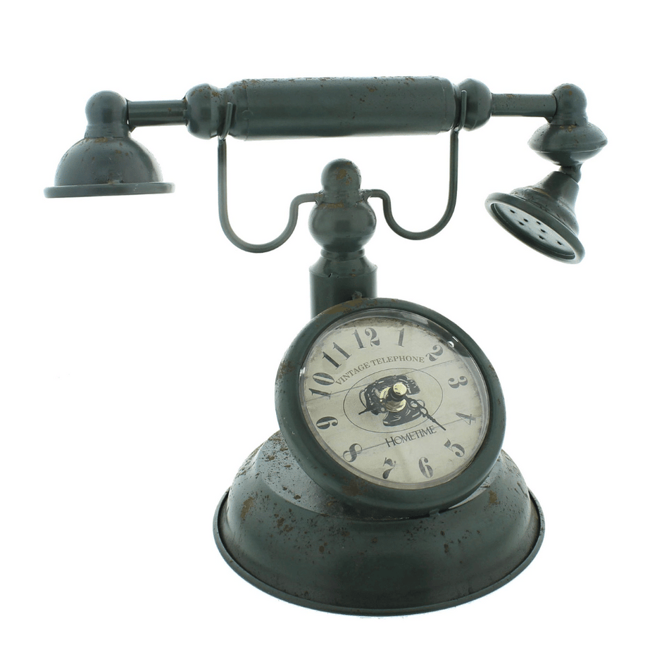 Widdop Hometime Metal Mantel Clock - Old Fashioned Telephone- Lillys Pharmacy and Health Store