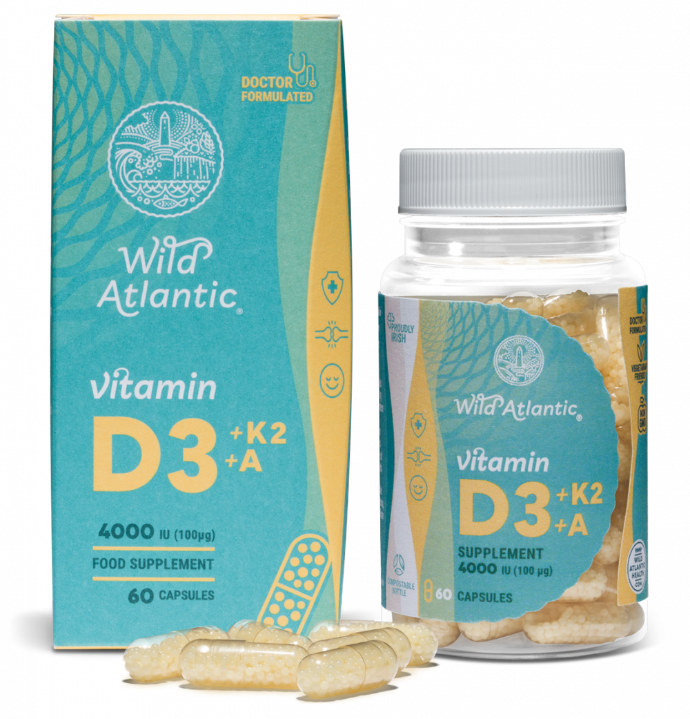 Wild Atlantic Vitamin D3+K2+A 60 Capsules- Lillys Pharmacy and Health Store